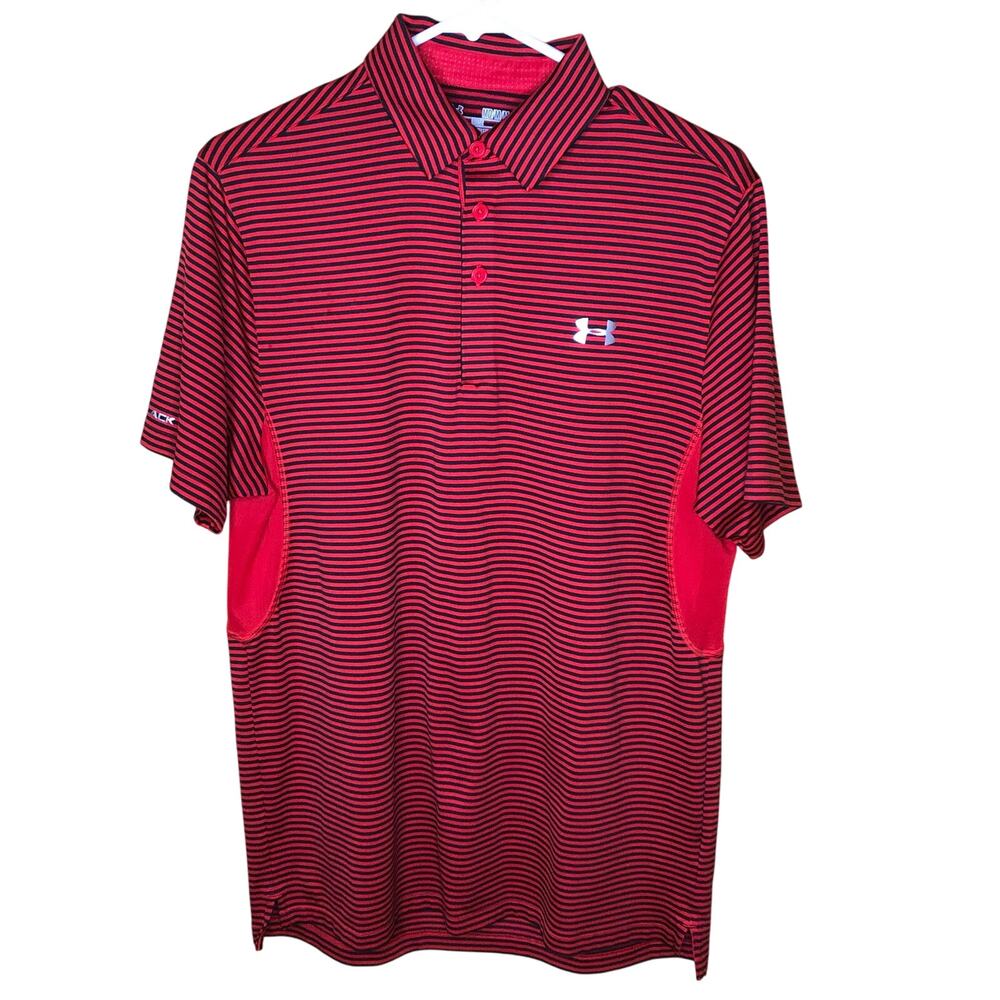 Under Armour Red Striped Polo Shirt M